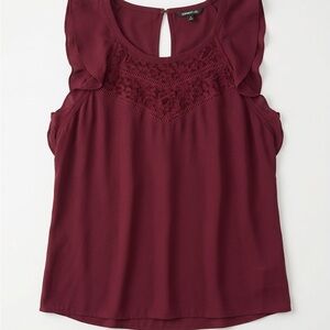 Express Sleeveless Lace Yoke Camisole - Burgundy